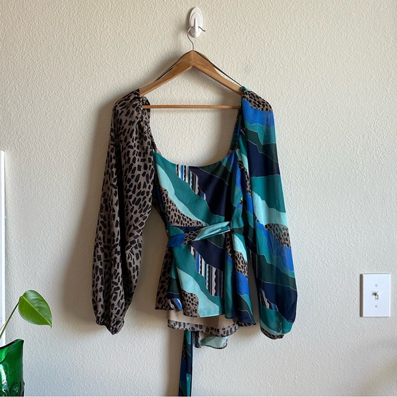 Anthropologie Hutch Mixed Print Wrap Top - Picture 11 of 16